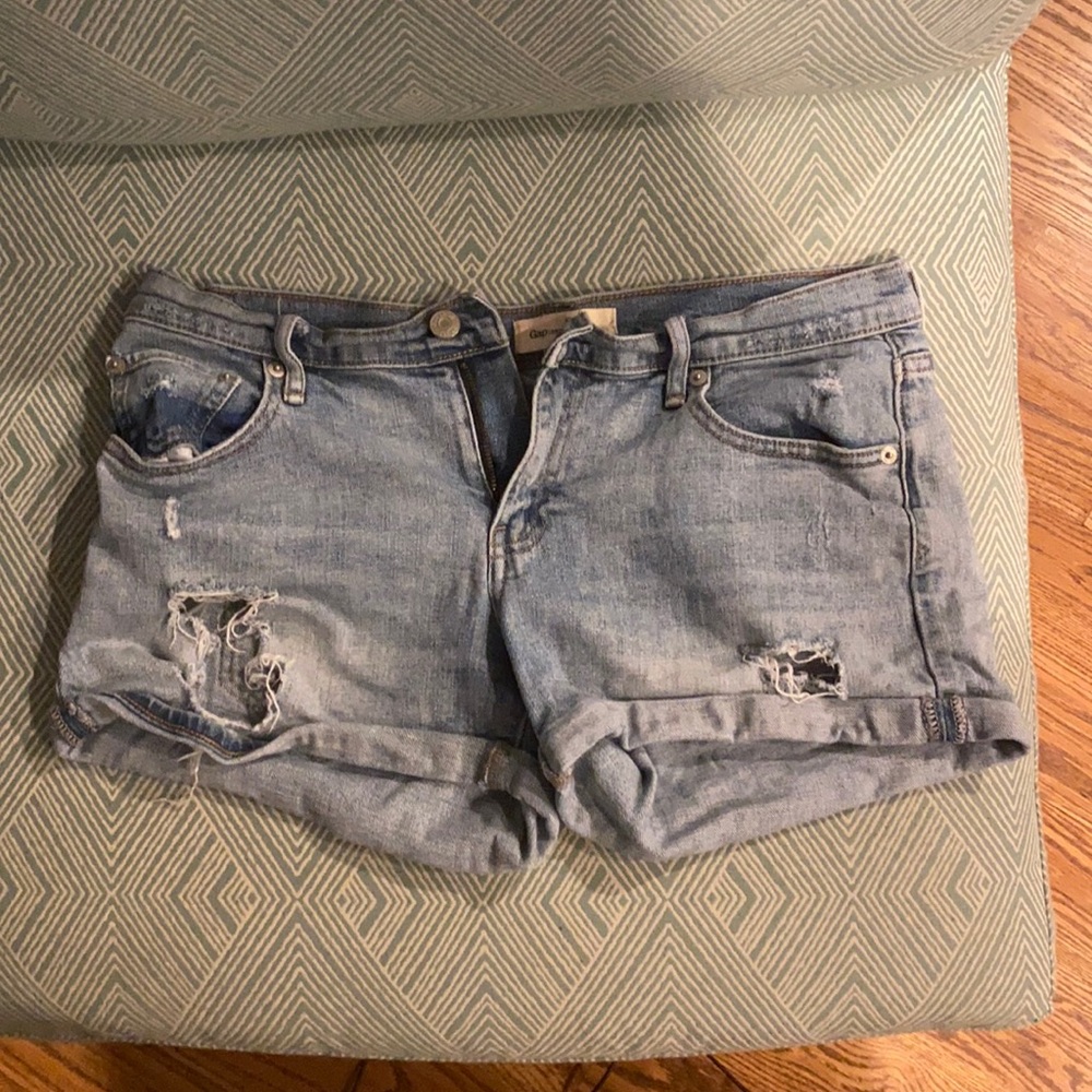 Broken in gap denim shorts